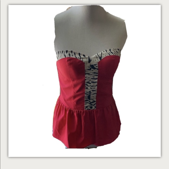 Rampage NWT Women’s Hot Pink Peplum Tube Top Lightly Padded Size S - Picture 2 of 8